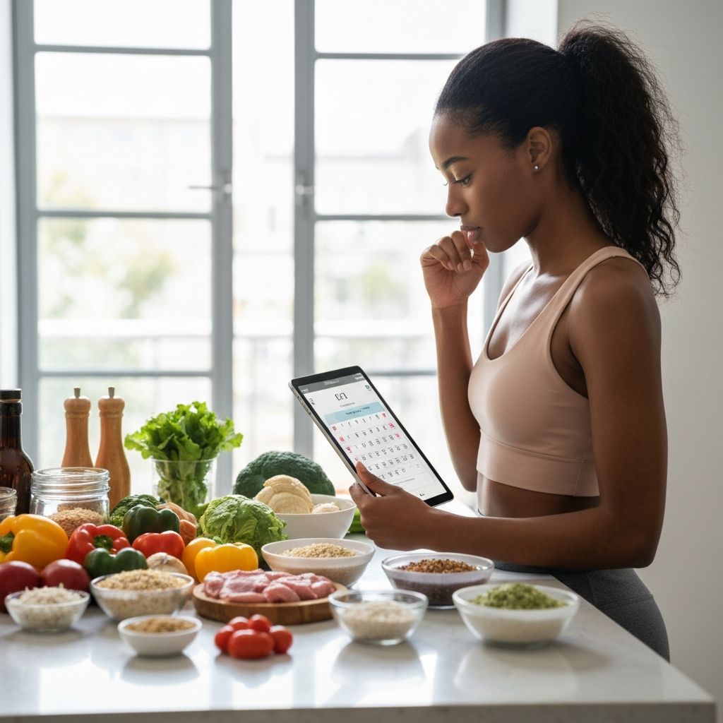 Person organizing weekly meal plan
